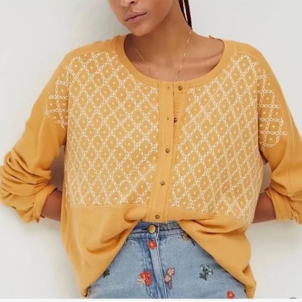 Free People - Free Spirit High Low Henley long sleeve top - Size Small